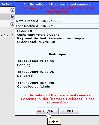 WebShop - canceled Order