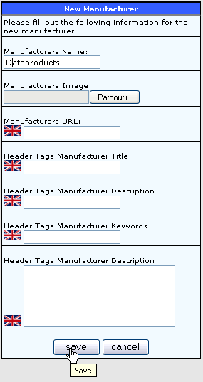 Online shop - Manufacturer