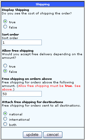 E-shop - Allow free shipping