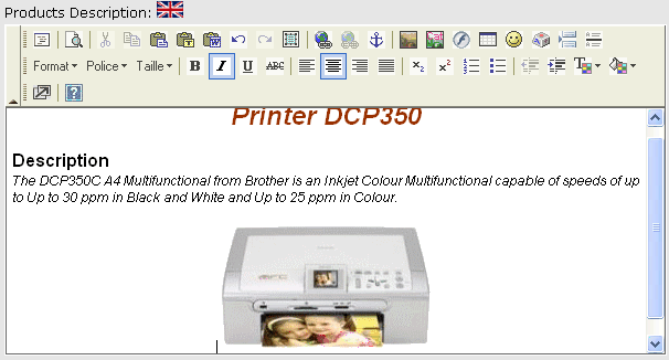 Edit image and text to insert the product